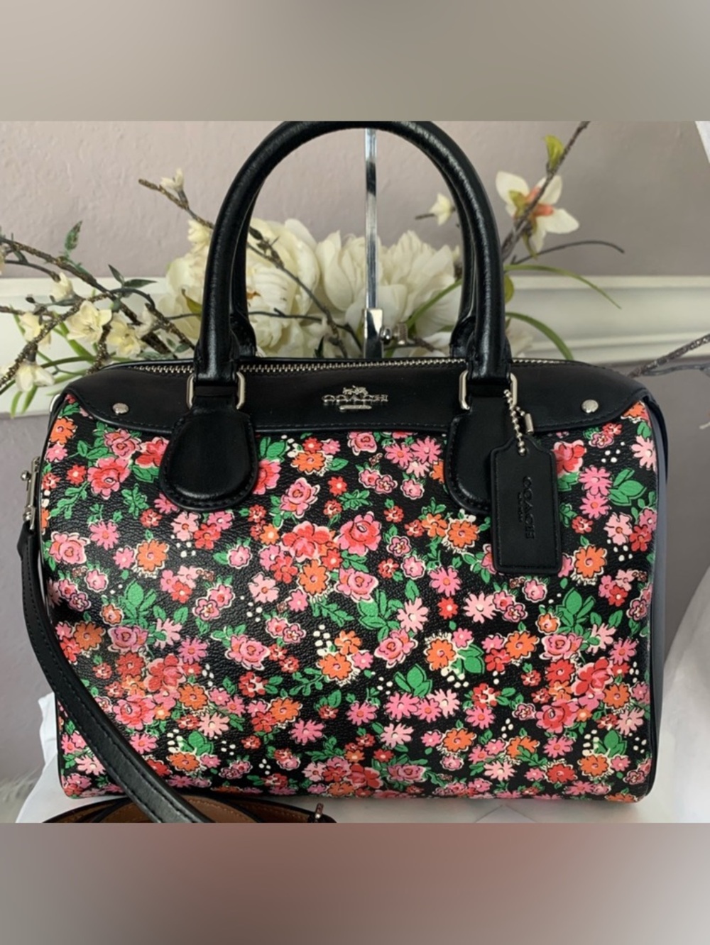 Coach Posey Cluster Floral Print Coated Canvas Mini Bennett Satchel